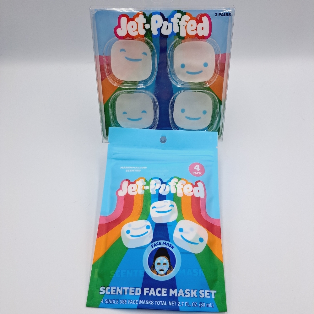 Jet-Puffed Spa Day Bundle, 4 Pack Face Mask Set & 2 Pack Gel Eye Pads